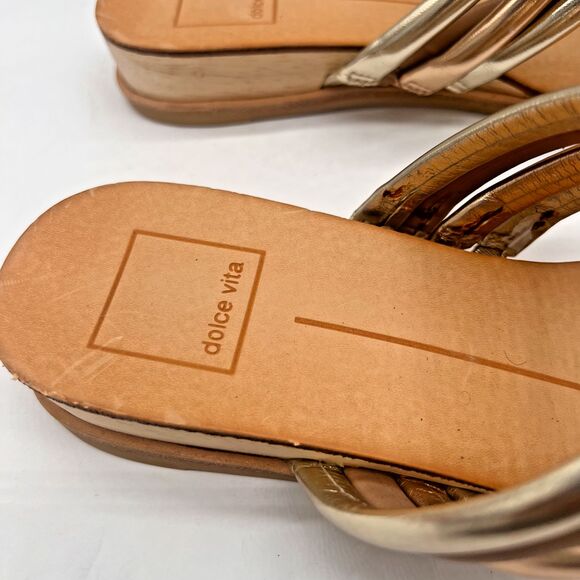 Dolce Vita Women Open Toe Metallic Strappy Slide Sandals Flat Slippers Size 6.5 - Picture 11 of 16